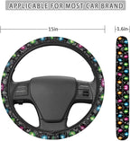 Christmas Steering Wheel Covers Xmas Lights Print Car Steering Wheel Cover Universal Fit Almost Car Non-Slip Steering Wheel Covers Soft Sweat Absorbing Steering Wheel Protector Cover