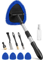 8pcs Windshield Cleaner Tool, Car Interior Detailing Kit with AC Vent Brush, 3 Cleaning Brushes, 4 Microfiber Pads and Spray Bottle, All-Inclusive Cleaning Solution, Car Accessories, Blue