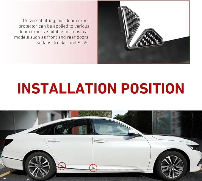 2 PCS Car Door Corner Edge Guards, Anti-collision Carbon Fiber Door Corner Stickers, Self-Adhesive Auto Decorative Edge Protector, Modificative Exterior Accessories for Most Cars (Black #02)