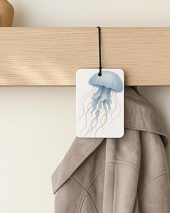 Coastal Beach Car Air Freshener 4 Pcs Coconut Scented, Blue Ocean Marine Life Car Accessories Mirror Decor for Women, Girly Beachy Hanging Air Freshener for Cars Closet Drawer Books