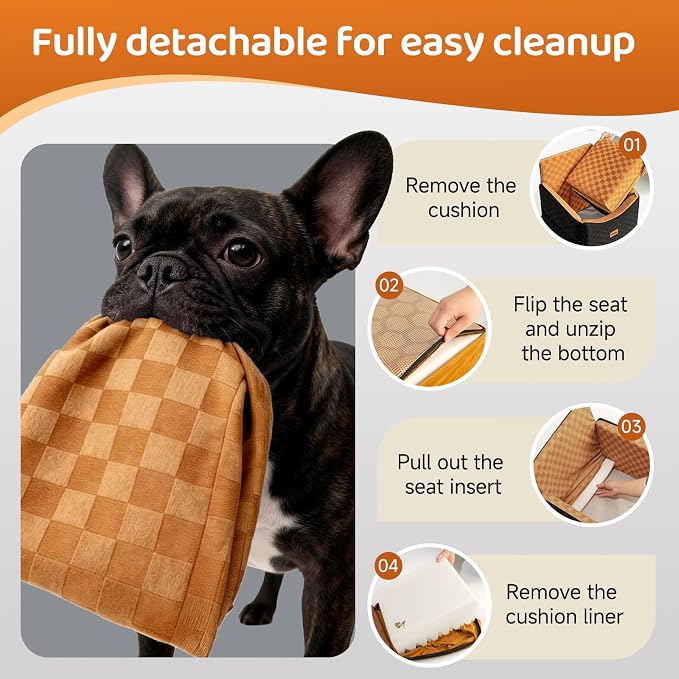 Dog Car Seats for Small Medium Dogs Up to 35lbs | Elevated Dog Booster Seat with Detachable Washable Cover & Cushion | Memory Foam Pet Car Travel Seat with Safety Belt and Storage Pockets