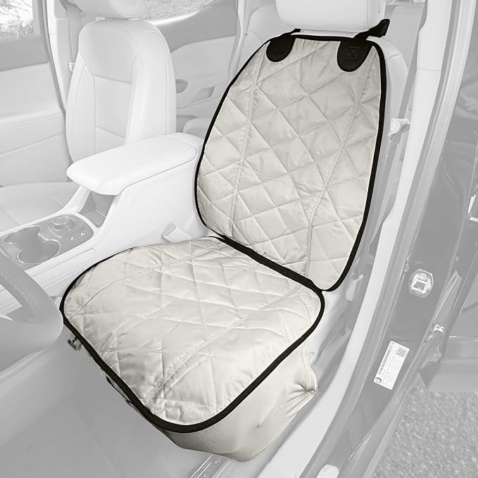 Car Seat Cover for Dogs – Durable Captains Seat & Front Seat Protector for Dogs, Waterproof, Non-Slip Car Seat Cover for Pets, Easy Install, Protects Vehicle from Dirt, Fur, Scratches (Tan)