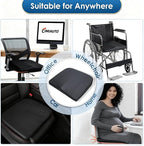 Comfort Memory Foam Car Seat Cushions For Driving,Black Booster Cushion Pad | Ergonomic Height Cushion, Sciatica & Lower Back Pain Relief Pillow, Comfort Seat Pad for Car Office Wheelchair Short People