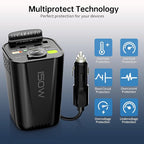 150W Power Inverter 6 in 1 DC 12V to 110V AC Inverter with 60W Dual USB-C and 18W USB-Fast Charger & 2 AC Outlets, Car Pluɡ Adapter Outlet for Laptop/Phone/GPS | Cup Holder Design for Travel
