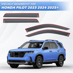 Tape-On Side Window Deflectors for Pilot 2023-2026, Rain Guards Window Visor Rain Guards Vent Guard Shade Deflectors Compatible with Honda Pilot Accessories All-Weather Protection