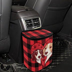 Dog Paw Scottish Tartan Print Car Trash Can with Lid, Leak Proof Auto Trash Bag Hanging Vehicle Garbage Can Multipurpose Storage Container for Back Seat Road Trip