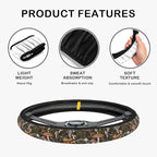 Steering Wheel Cover, Woodland Mushroom Plants Steering Wheel Cover for Women Anti-Slip Universal Mushroom Car Accessories 15 inch Steering Wheel Protector Fit Auto SUV Sedan Vans Trucks