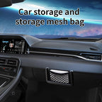 1 Pack 2 Pcs Car Net Pocket， Abs Self-Adhesive Multifunctional Car Mesh Bag Organizer Net，5.9in*3.15in Automotive Frame Storage Net Pocket. Suitable for Cars （Black