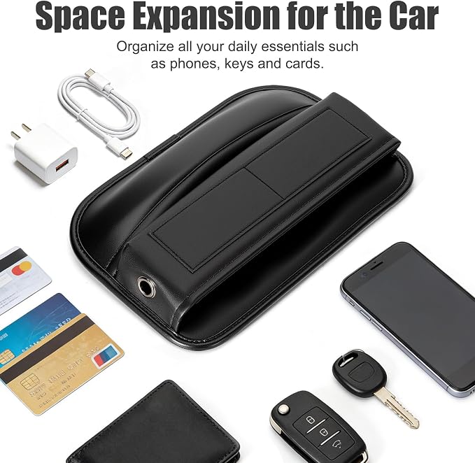 Car Seat Gap Filler Organizer, Universal Premium Leather Car Gap Filler with Card Slots for Front Seat Between Car Seat and Console Hold Phone, Sunglasses, Keys, fit for Car Suv Truck (2)