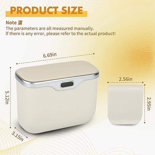 Automatic Push Button Car Trash Can with Secure Lid, Vehicle Garbage Bin (Beige)
