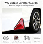 2 PCS Car Door Corner Edge Guards, PVC Thickened Anti-collision Protector, Carbon Fiber Sporty Right-angle Decorative Sticker, Self-adhesive Exterior Accessory for Cars SUVs Trucks (Red)