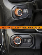 HVAC Climate Control Panel Knob Trim Kit & Light Control Switch Cover, Air Conditioner Knob Aluminum Alloy Ring for 2018-2024 Jeep Wrangler JL JLU & Gladiator JT, Interior Accessories Orange