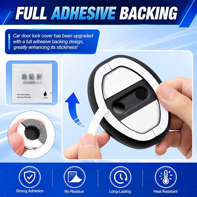 8PCS Car Door Lock Cover/Car Door Slam Stopper,Full Adhesive Backing Cars Doors Latch Cover Provides Cushioning Protection,Upgraded Silicone Cars Doors Lock Protector Kit