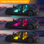 Car LED Lights Interior, RGB Ambient Lighting Car with DIY Mode and Music Mode, 2 Lines Design Inside Car Lights for Trucks SUVs, DC 5V