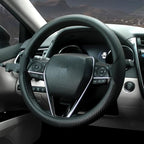Steering Wheel Cover Universal Standard Size 14.5-15 inch, Breathable Microfiber Leather, Anti-Slip, Non-Folding Packaging, Fits Most Cars SUVs Trucks, Black with Carbon Fiber