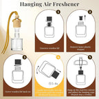 Car Air Freshener Oud Tobacco 2 Packs, Hanging Glass Bottle Auto Odor Eliminator, Long Lasting Natural Scent for Car Home Office