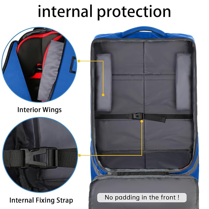 Car Seat Travel Bag, Padded Car Seats Backpack for Air Travel, Heavy Duty Carseat Travel Bag for Airplane, Airport Gate Check Bag (Blue)