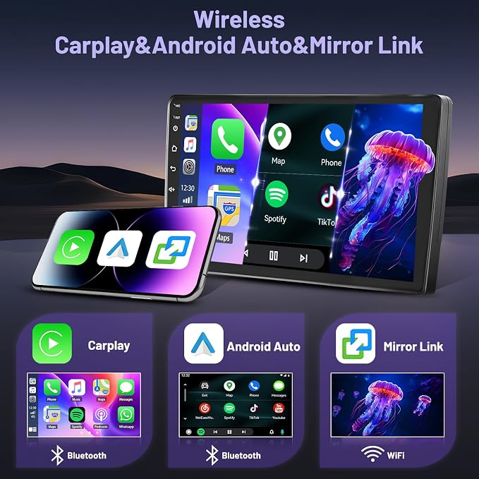 4+64G Android 15 Car Stereo for Hyundai Elantra 2007 2008 2009 2010 Wireless Carplay Android Auto 9 Inch IPS Touch Screen Car Radio GPS Navi 5G WiFi Bluetooth 5.0 32EQ FM RDS Free AHD Backup Camera
