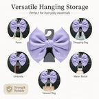 2 Pack Car Purse Hooks, Cute Bow Car Seat Headrest Hook Hanger for Purses and Bags, Space-Saving Car Accessory (Light purple)