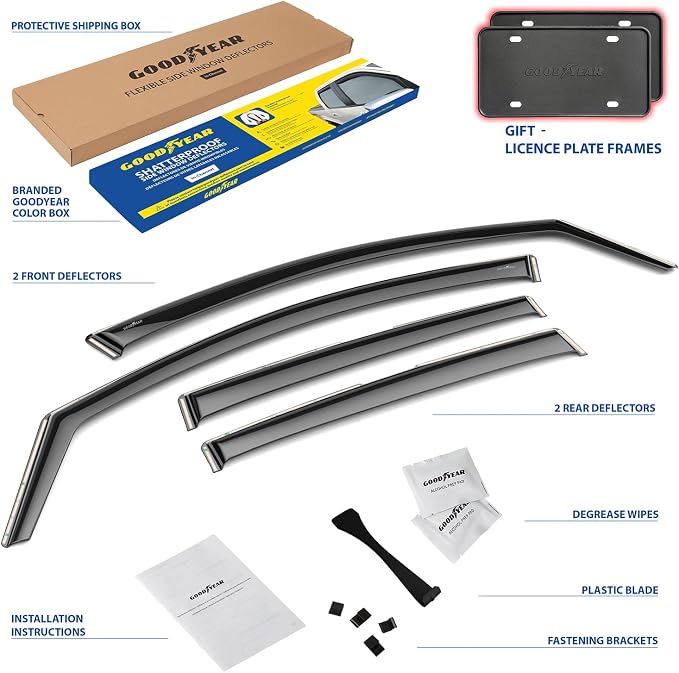 Goodyear Shatterproof in-Channel Window Deflectors for Subaru Impreza 2017-2023 Hatchback, Rain Guards, Window Visors for Cars, Vent Deflector, Car Accessories, 4 pcs - GY007859