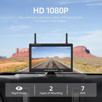 Wireless Backup Camera with 7” DVR Monitor for Trucks, 2 Channels, HD1080P Front/Rear View Camera with Night Vision, IP69K Waterproof, DIY Reserving Lines for Pickup, Car, Van, Trailer (AWTL7)