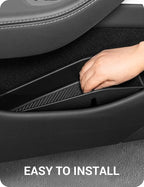 2026 2025 Tesla Model Y Juniper Door Side Storage Box, (Emergency Button Safety) Door Side Pocket Organizer Tray, Waterproof TPE Front & Rear Slot Pocket Liners for Model Y Juniper Model Y L