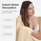 Microfier Bath Towels Set of 2, Large Microfier Body Towel for Adult, 30" x 60", Oversized, Soft, Super Absorbent, Fast Drying, Use for Sauna,Gym,Sport, Fitness, Yoga, Diamond Cross Grid Camel