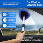 Windshield Cleaner Tool 22.5" L - Car Interior&Exterior Window Cleaning Kit with Extendable Handle&4 Microfiber Pads and Thick Large Wash Sponge, Auto Glass Wiper Brush Kit for Cars Home (7pcs Blue)