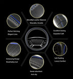 Car Steering Wheel Cover, Anti-Slip, Safety, Soft, Breathable, Heavy Duty, Thick, Full Surround, Sports Style (Black Blue)