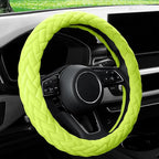YHONGJT Soft Velvet Steering Wheel Cover 15 Inch Universal Fit for Women Girls, Cute Hands Warm Fuzzy for Vehicles, Sedans, SUVs, Vans, Trucks - Neon Green