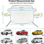 Magnetic Car Windshield Cover for Ice and Snow 4 Layers Automotive Windshield Snow Covers 9 Magnetic Anti Frost Guard for Most Cars SUVs Trucks Pickup (65"x50")