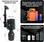 Frani Car Cup Holder Expander with Magnetic Phone Mount | Adjustable Insert Fits 2.68-4.33" Holders, 360° Adjustable Neck, Strong N52 Magnets, iPhone Samsung Compatible