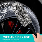 9PCS Car Wheel Cleaning Pro Kit, Tire Brush, Detailing Brush Set, Soft-bristled Rims Brush, Microfiber Flat Wheel Brushes, Double-Ended Detailing Brushes, Detailing Pads, Scratch-Free & Multipurpose