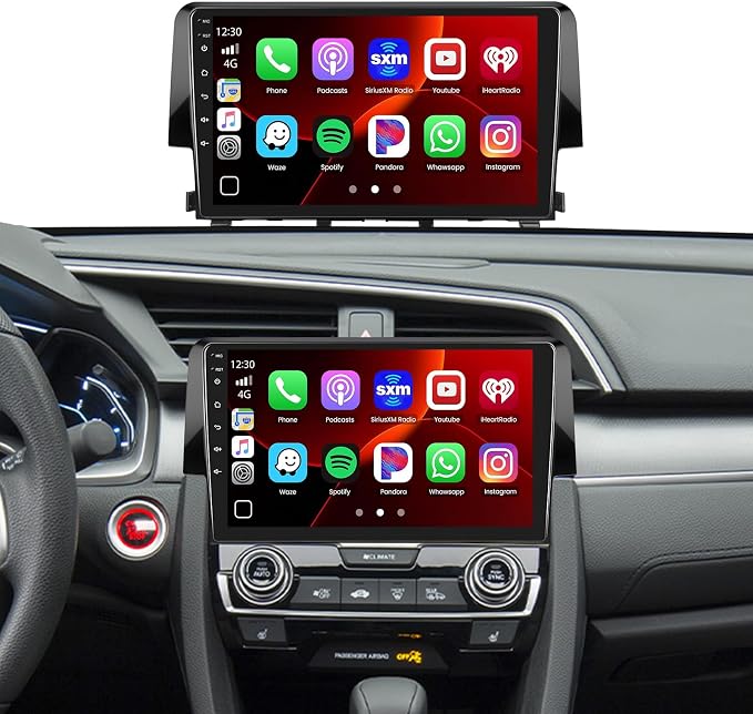 [DSP & EQ] 2+64G Car Radio for Honda Civic 2016 2017 2018 2019 2020, Android 15 Car Stereo Wireless Carplay, 9 inch Touch Screen for Civic Bluetooth Radio Android Auto/5GHz WiFi/GPS Navigation