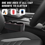 Car Seat Gap Filler Organizer, PU Leather Auto Front Seat Organizer Console Side Filler w/Cup Holder, Multifunctional Bottle Phone Holder Crevice Fillers for Most Car (Carbon Fiber Pattern)