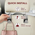 4PCS Bling Car Seat Headrest Hooks, Crystal Rhinestone Vehicle Back Seat Hanger Holder, Auto Interior Headrest Hanging Storage Organizer for Purse Handbag Coat, Universal Fit (Black)