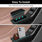 4PCS Door Grab Tray Door Organizer for Ford Explorer 2020 2021 2022 2023 2024 Front and Rear Accessories Phone Holder Container Handle Pocket Storage Box ABS Plastic, Black Mat