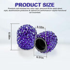 4 Pack Handmade Crystal Rhinestone Tire Valve Stem Caps, Universal for Cars, Trucks and Motorcycles - Deep Blue