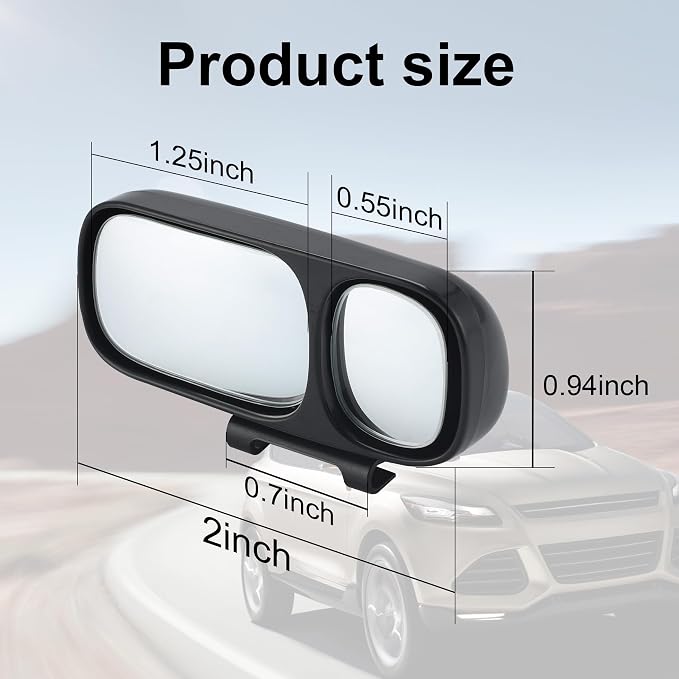 Blind Spot Mirror, Double Adjustable Mounted Blindspot Mirror HD Glass Wide Angle View, Universal, Left