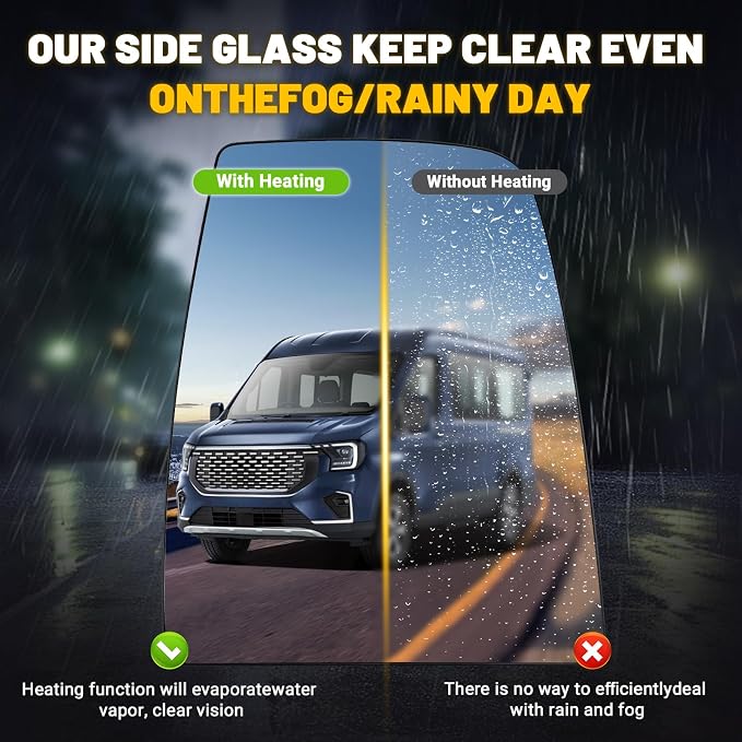 Passenger Upper Side Heated Mirror Glass Compatible with 2015-2025 Ford Transit 150 250 350 2023-2025 E-Transit Replace CK4Z-17K707-D CK4Z17K707D