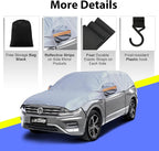 Half Car Cover SUV, Top Cover for Windshield & Sunroof Protection with Cotton Liner, Hail Protector Car Cover Waterproof All Weather for Snow, Sun,Rain,Dust,Size M
