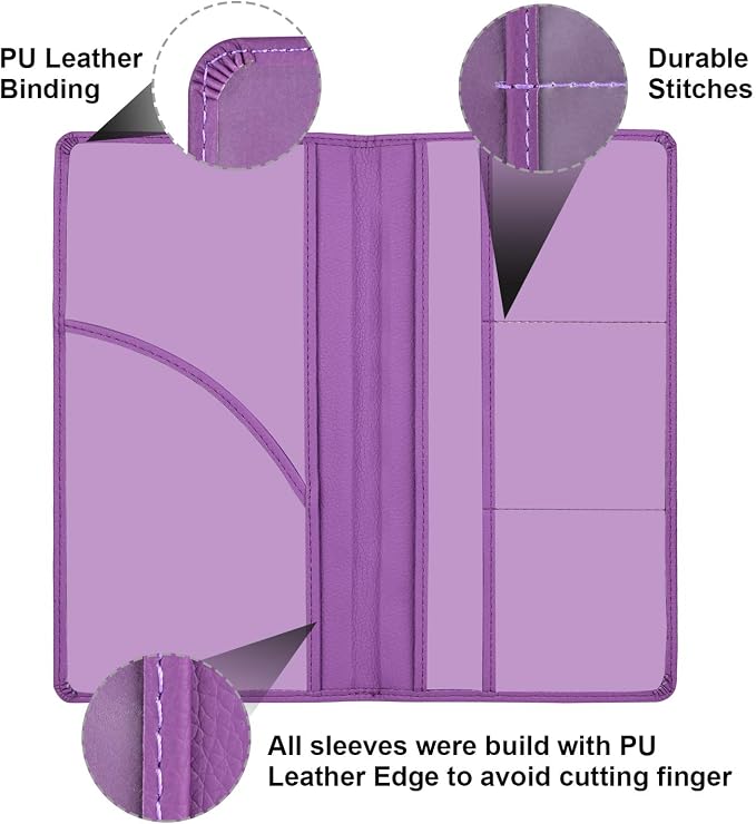 Car Registration and Insurance Card Holder, Vehicle Glove Box Car Organizer Women Car Accessories with Magnetic Shut for Cards, Essential Document, Driver License, Purple