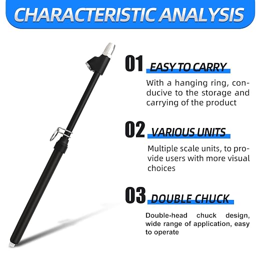 Black Double Straight Type Tire Pressure Gauge, 10Pcs, 10-150 Psi, Suitable for Trucks, Cars, Motorcycles