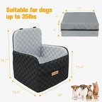 Waterproof Dog Car Seat for Small Medium Dogs, 6in Memory Foam Pet Booster Seat for Dogs up to 26 lbs with Pockets, Detachable Washable Pet Carseat with Y-Shape Safety Belt
