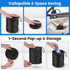 2 Pack Mini Trash Can for Car, Leakproof Pop-Up Car Trash Can with Hanging Loop, Washable Small Garbage Can Hanging Automotive Garbage Cans Trash Bin for Truck Auto SUV Vehicle RV Camping, 1 Gallon