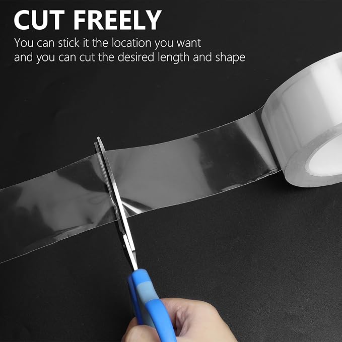 Car Door Edge Guards Door Sill Protector, 4In x 19.7Ft 5D Carbon Fiber Car Wrap Film, Vinyl Automotive Wrap Film Anti-Collision Fits for Most Car (Transparent)