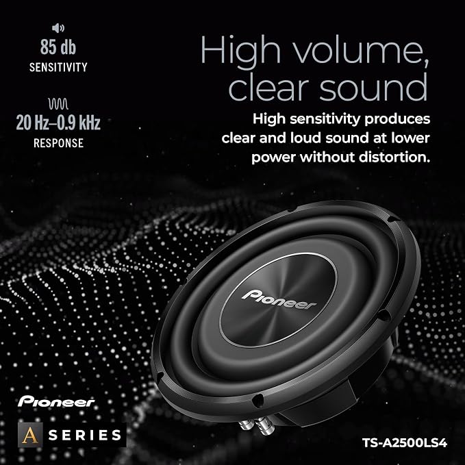 A-Series TS-A2500LS4 10” Subwoofer – 1200W Max, Shallow-Mount Design, Deep Bass in Tight Spaces