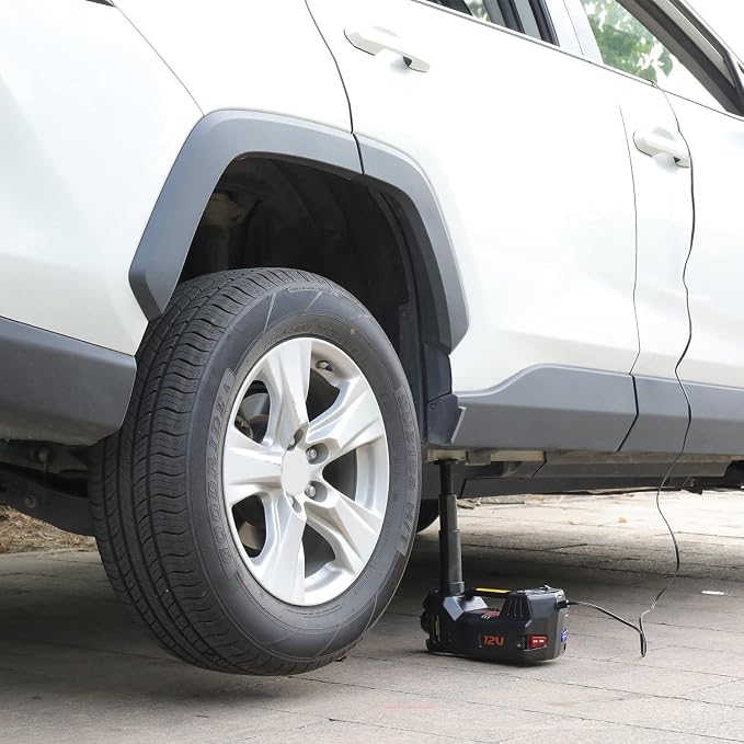 Electric Car Jack 5 Ton 12V Floor Jack Hydraulic Jack Stand Car Lift Jack with Integrated Tire Pump for SUV Truck Sedan Vehicle Roadside Emergency Tire Change