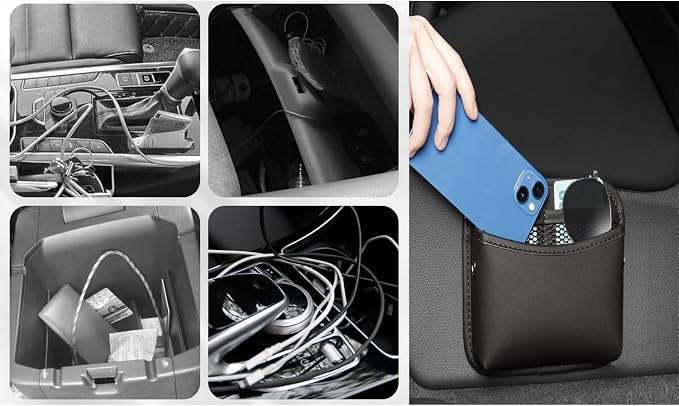 Universal Car Side Pocket Organizer for Car Seat, PU Leather Car Pocket Pouch, Door, Window, Console, Keys Cards Cell Phone Sunglasses Holder for Car, Multifunctional Car Organizer Accessories.