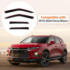 Rain Guards Compatible with 2019-2025 Chevy Blazer, Front+Rear Smoke Tint Tape-On Side Window Visor Wind Deflector Vent Visors Car Accessories 4pcs